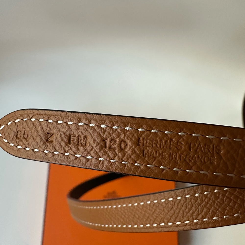 Hermes Gamma Belt Buckle Reversible Leather Strap 13mm - Picture 11 of 11